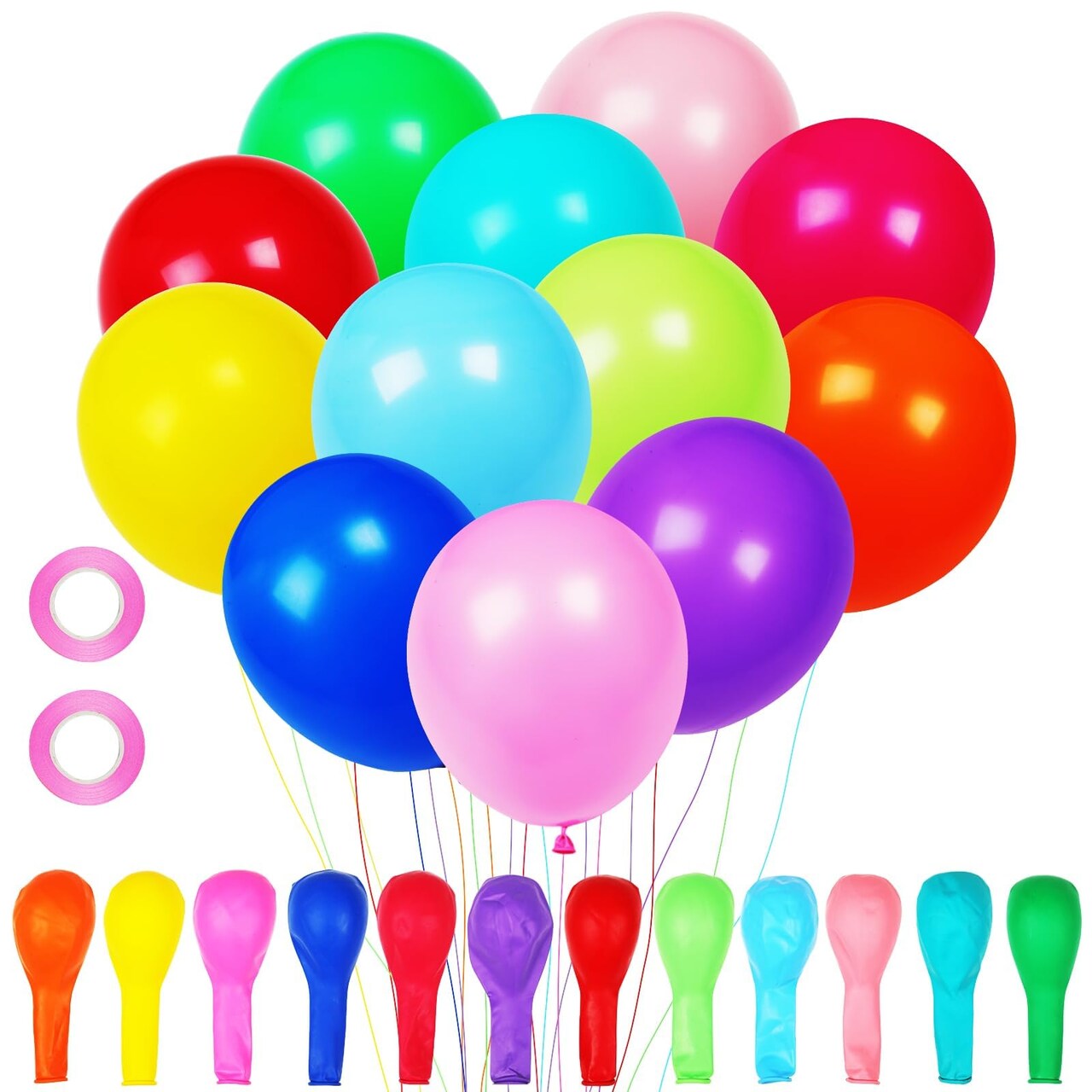 Voircoloria 105pcs Colorful Balloons 12inch Rainbow Latex Balloons for Boys Girls Birthday Baby Shower Gender Reveal Wedding Decorations